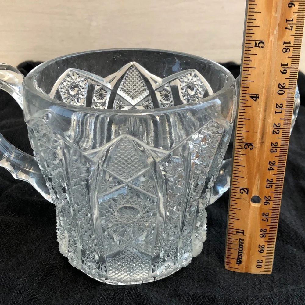 Vintage Pressed Glass Sugar Bowl With Double Handle Cottagecore Grandmcore